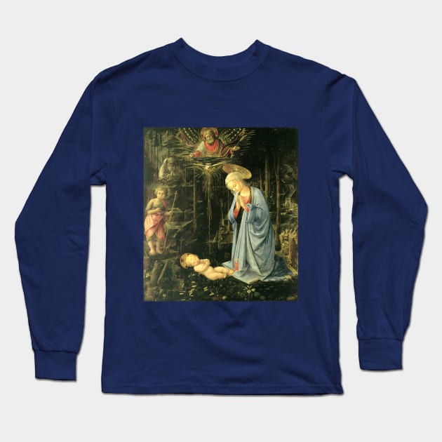 Adoration In The Forest Christmas Gift For Religious Spiritual Person Long Sleeve T-Shirt by klimentina